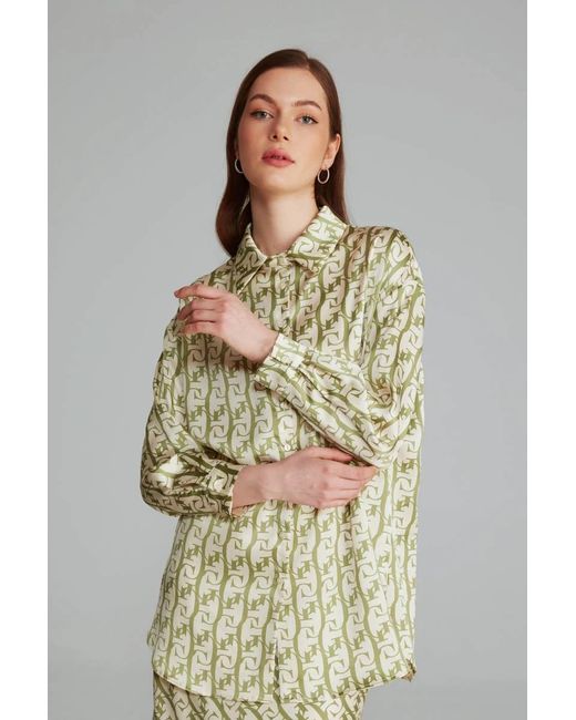 GUSTO Green Monogram Printed Shirt