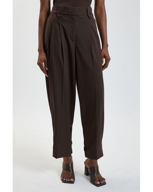 Karen Millen Brown Herringbone Texture Utility Trousers
