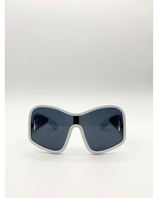 SVNX Blue Square Oversized Mask Sunglasses