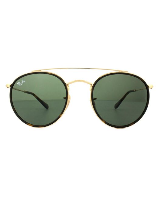 Ray-Ban Green Sunglasses Round Double Bridge 3647N 001 Metal