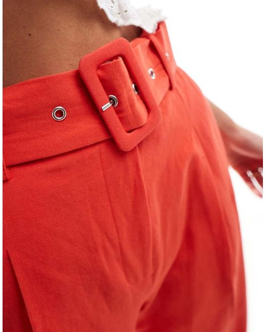 ASOS Design Tailored Belted Trouser With Linen