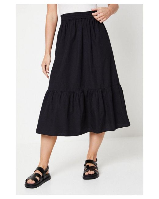 Oasis Blue Petite Poplin Midi Skirt