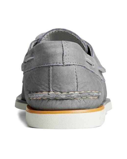 Sperry Top-Sider Gray Authentic Original 2-Eye Nubuck Classic Slip On Shoes for men
