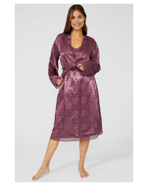 PRINCIPLES Purple Floral Jacquard Satin Robe