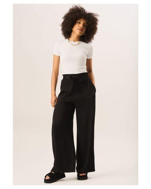 Gini London White Paperbag Waist Tie Trousers
