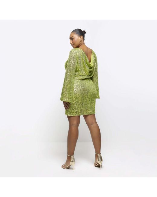 River Island Bodycon Mini Dress Plus Lime Sequin in Green | Lyst UK