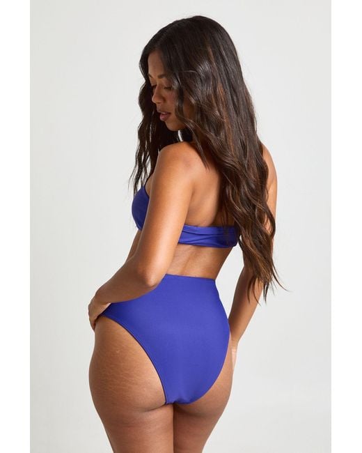 Boohoo Blue Essentials High Waist Bikini Bottom