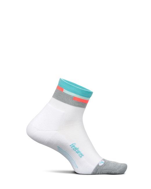 FEETURES SOCKS White Elite Light Cushion Quarter Aquatic