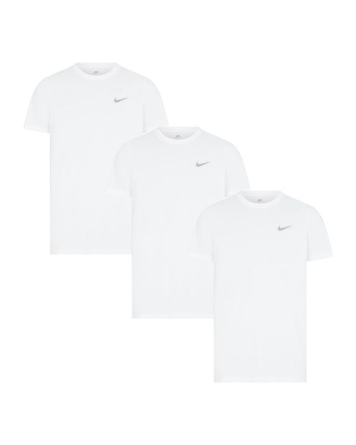 Nike White 3 Pack Crew Neck T-Shirt With Embroidered Swoosh for men
