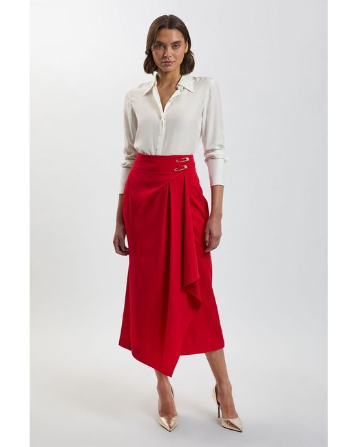 Karen Millen Petite Tailored Wrap Trim Maxi Skirt