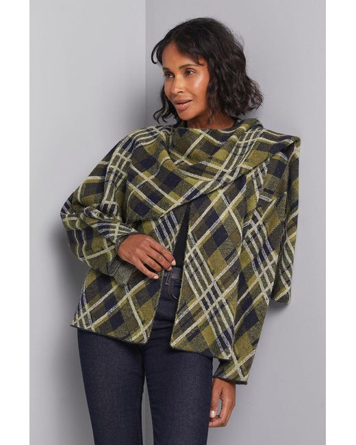 Wallis Gray Tartan Scarf Cape Cardigan