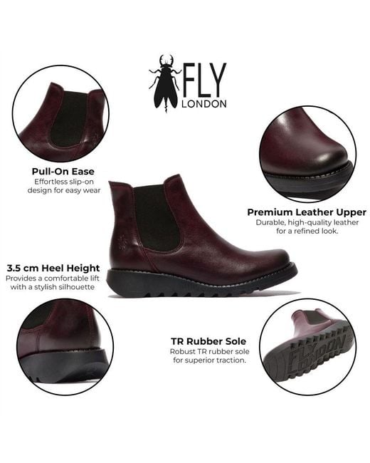 Fly London Brown Leather Chelsea Wedge Ankle Boots