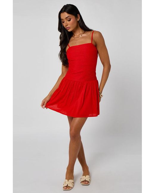 Urban Bliss Red Pleat Detail Mini Strappy Dress