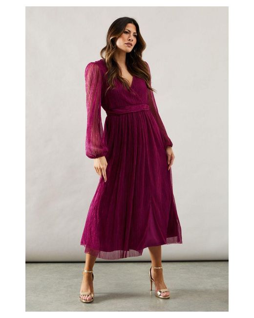 Wallis Purple Occasion Plisse Wrap Midaxi Dress