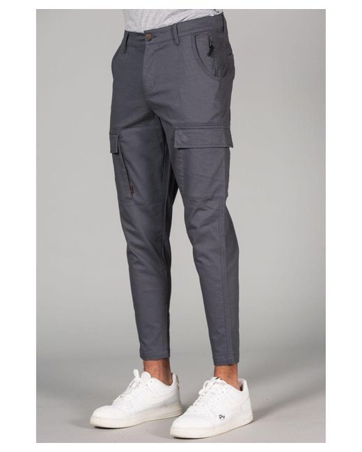 Tokyo Laundry Gray Dark Straight Leg Cargo-Style Trousers for men