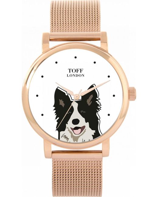 Toff London Metallic Tlws-21297 Ladies And Border Collie Dog Head Watch