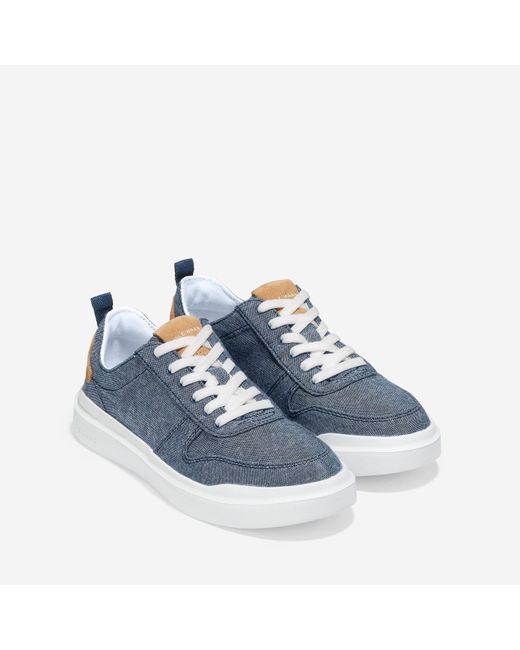 Cole Haan Blue Grandpro Rally Canvas 100% Cotton Chambray/Suede/Optic Trainers