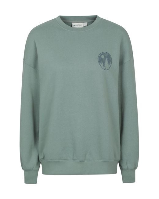 Mountain Warehouse Blue Printed Sweatshirt Casual Relaxed Fit Comfortable Crew Neck Pullover Top Cotton