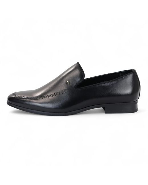 Infinity Leather Black Classic Slip-On Loafers Formal Shoes for men