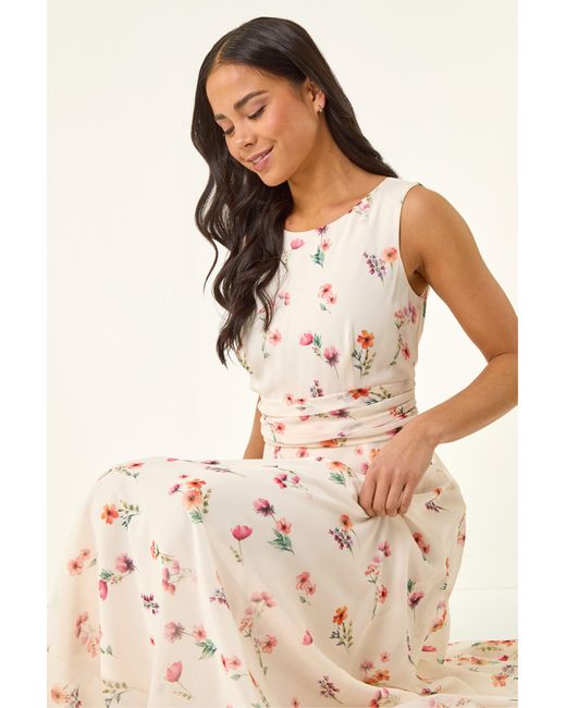 Roman Pink P- Ruched Maxi Dress