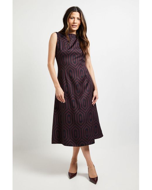 PRINCIPLES Red Geo Sleeveless Fit & Flare Midi Dress