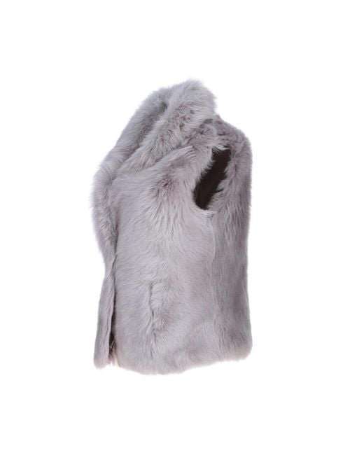 Ashwood Leather Gray Real Sheepskin Oversized Fluffy Gilet