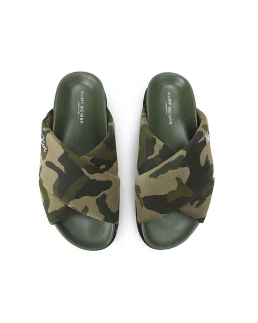 Kurt Geiger Green Suede Baron Pumped Slide Sandals for men