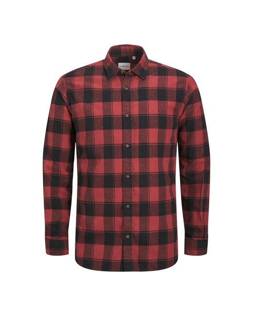Jack & Jones Red Shirt Long-Sleeved Slim Fit Checked For for men