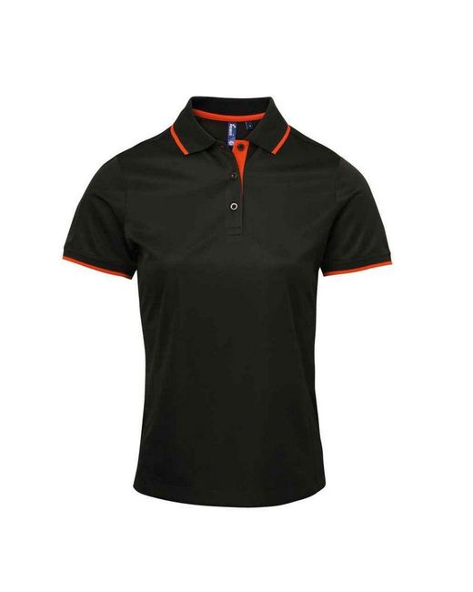 PREMIER Black Ladies Coolchecker Contrast Pique Polo Shirt