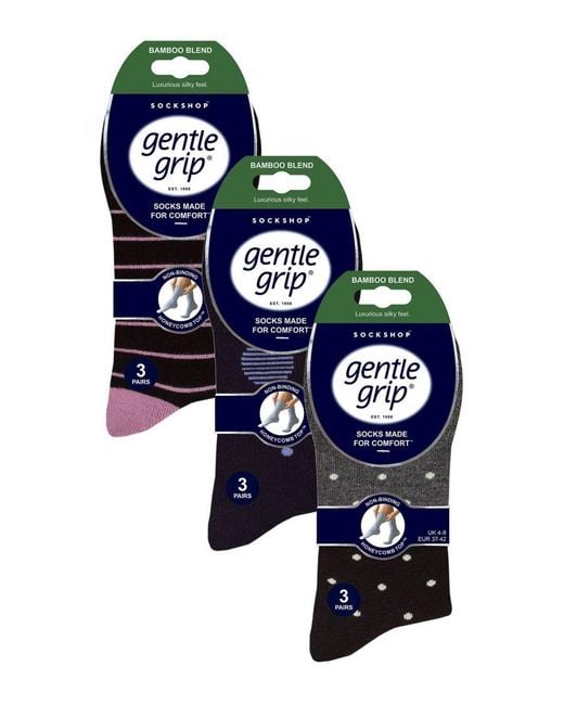 Gentle Grip Black 9 Pack Bamboo Socks Ladies