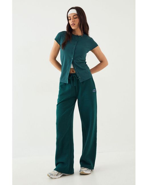DSGN Studio Blue Sculpt Rib Button Through Short Sleeve Top