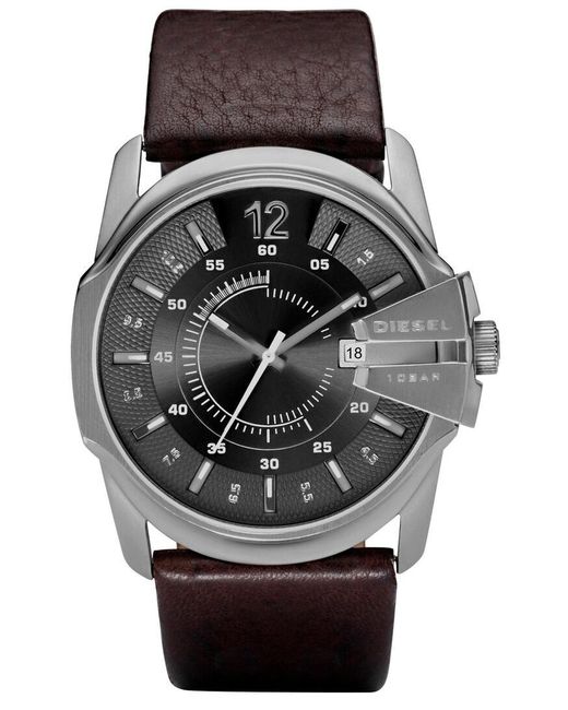 DIESEL Black Master Chief Watch Dz1206 Leather for men