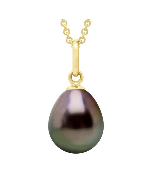 Ateliers Saint Germain Metallic Pendant Articulated Thread 375 And Real Cultured Tahiti Pearl Pear 9-10 Mm