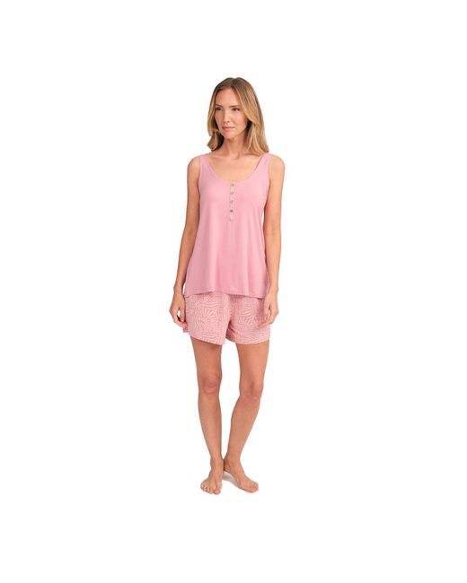 J&j Brothers Pink Jjb15 Sleeveless Pajamas