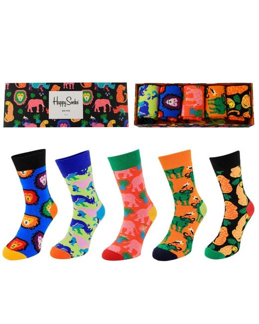 Happy Socks Blue 5-Pack Stripe Gift Set Cotton for men