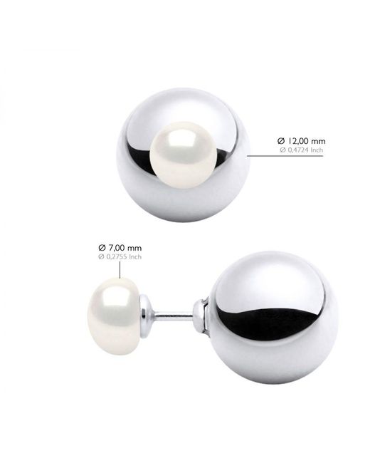 Ateliers Saint Germain White Earrings Both Sides Real Cultured Freshwater Pearls 7 Mm