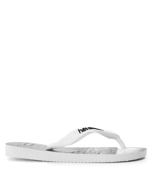 Havaianas White Solid Patterned Thong Toe Flip Flops Sandals