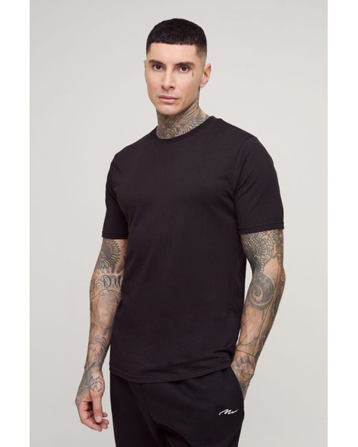 BoohooMAN Blue Tall Slim Fit Basic T-Shirt for men