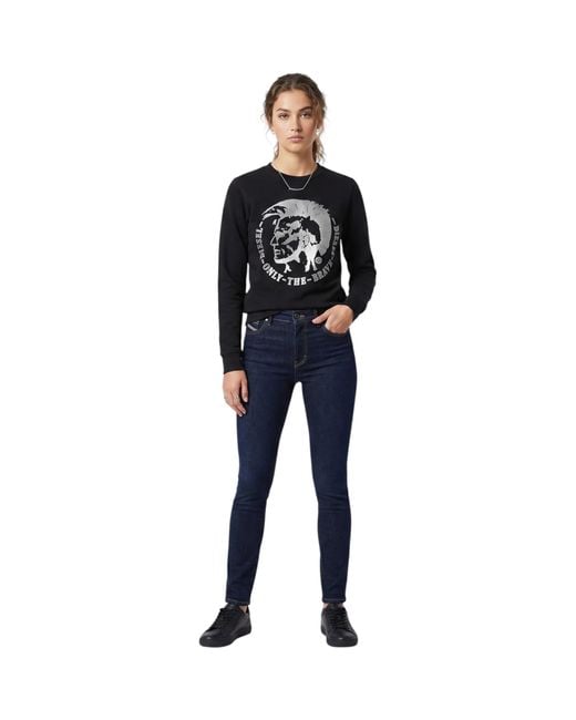 DIESEL Black F Radi T Felpa Sweatshirts Crew Neck Pullover Winter Sweat Tops