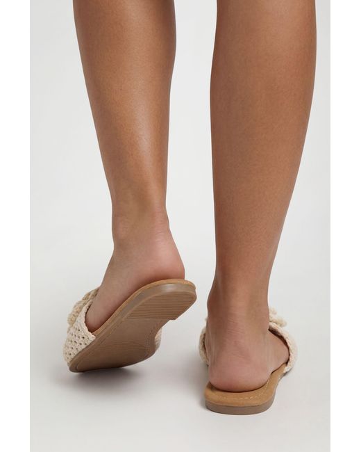 Boohoo Natural Crochet Flower Strap Sliders