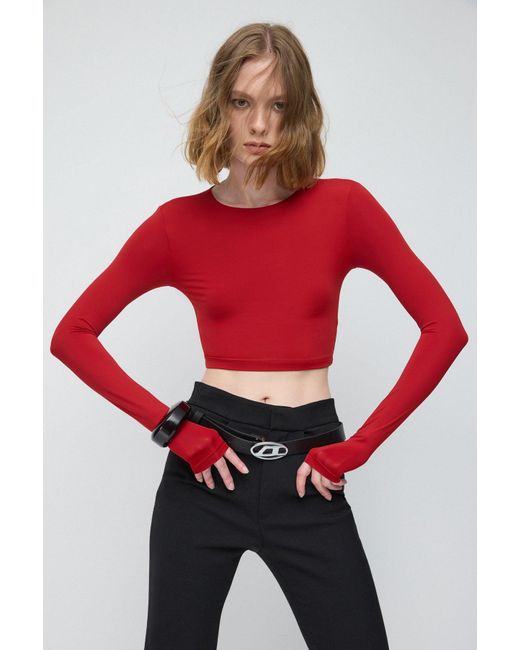 No Matter What Red Langarm Essential Crop Top