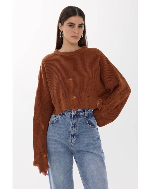Hiccup Brown Oversized Sweater