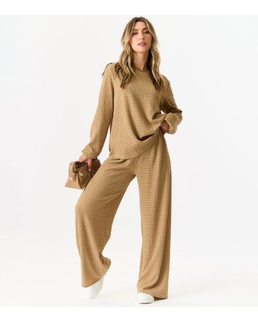 Gini London Natural Textured Long Sleeves Oversized Top