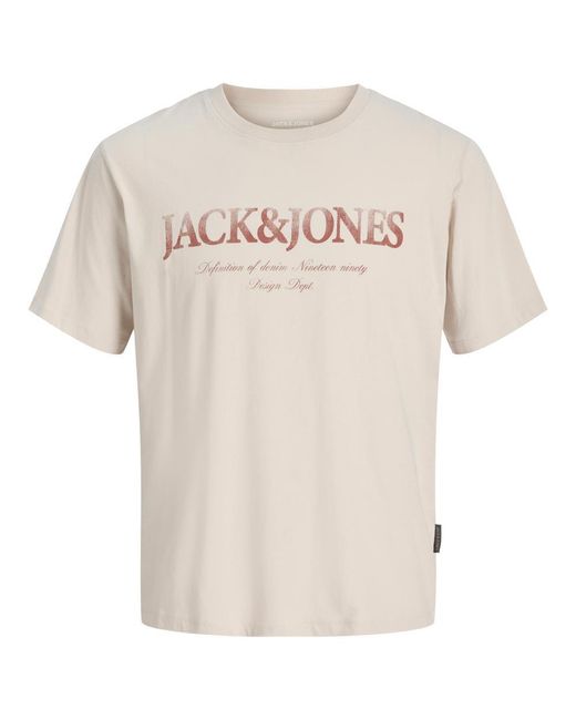 Jack & Jones Natural Logo Print T-Shirt Short Sleeve for men