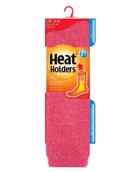 Heat Holders Pink Ladies Extra Long Thick 2.7 Tog Coloured Knee High Wool Socks
