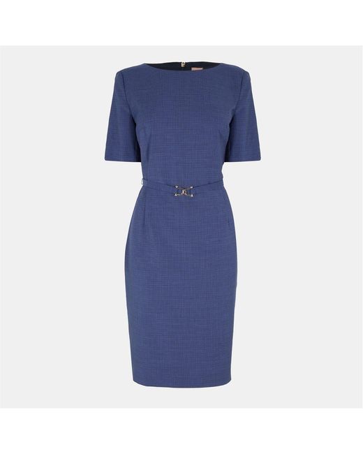 Boss Blue Danorla Boat Neck Short Sleeve Midi Dress