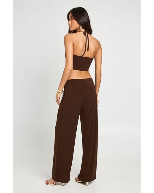 Boohoo Black Double Layer Ruched Halterneck Cropped Top
