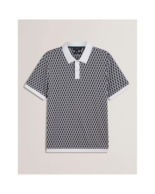 Ted Baker Blue Geo Regular Fit Polo Shirt for men