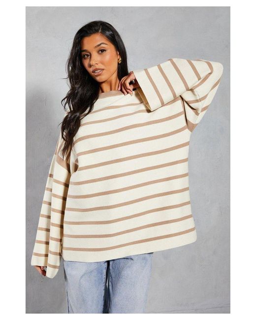 MissPap Natural Premium Oversized Knitted Stripe Jumper