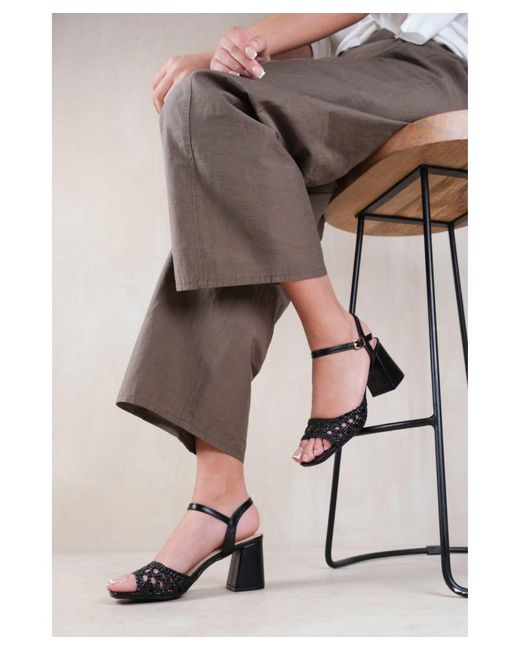 Where's That From Gray 'Rise' Block Heel Sandals With Braided Strap